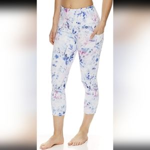 Gaiam yoga Riley leggings white blue purple size medium